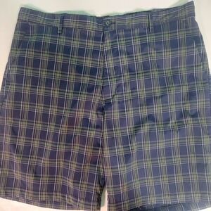 Chaps Golf 78 Men's Size 38 Blue Green Plaid Shorts Flat‎ Front Pockets Preppy